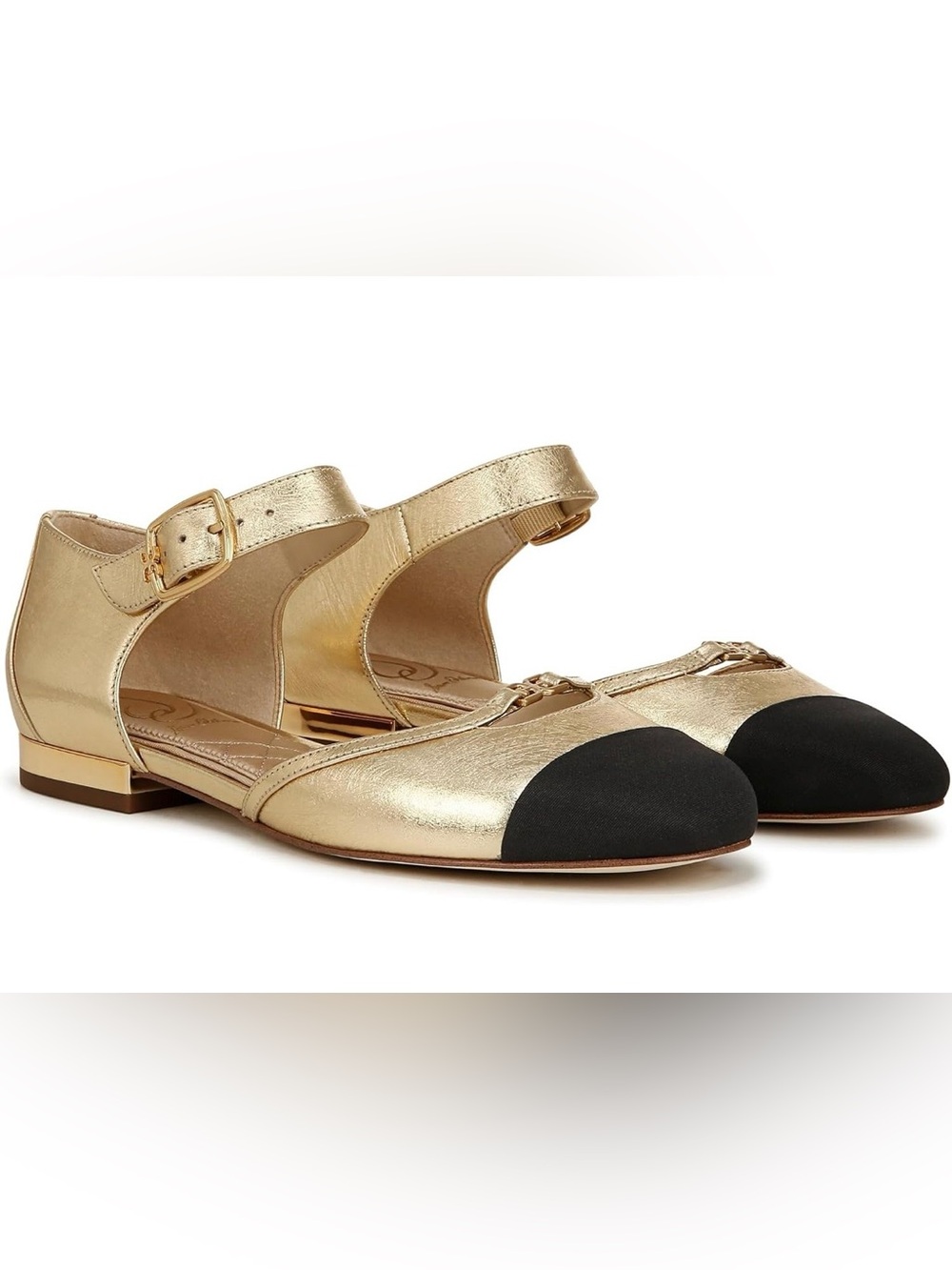 Sam Edelman Women's Rylie Mary Jane Shoes Gold/Black Size 8.5
